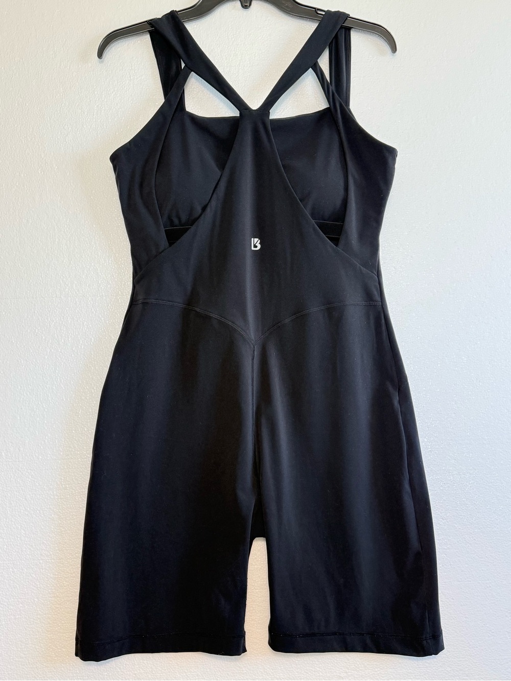 Buffbunny Collection Black Biker Short Bodysuit Romper 6” Cut Out Back Size XL